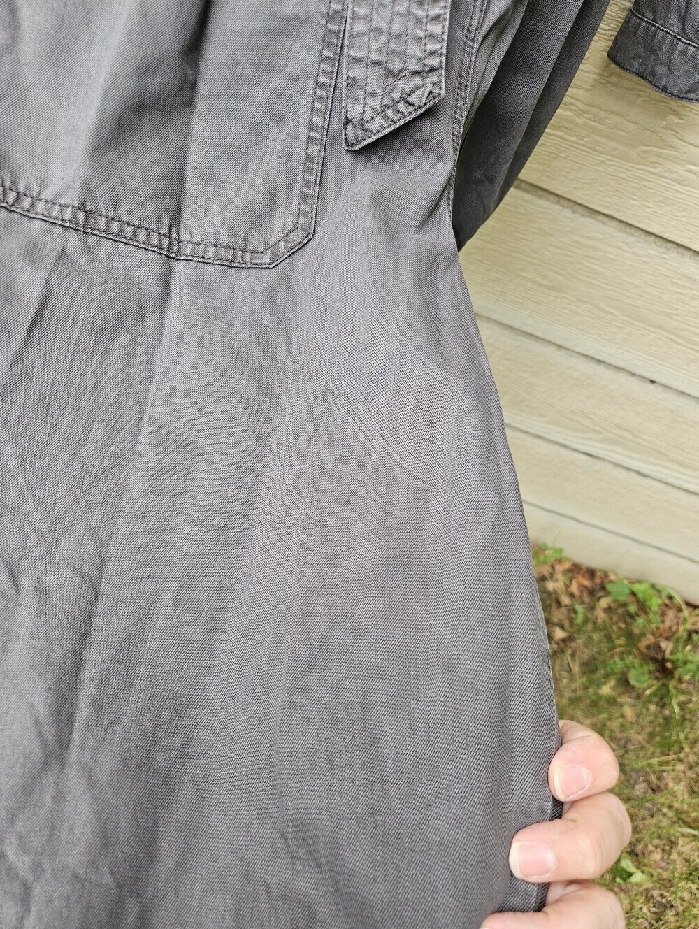 Zara gray tencel cargo utility jumpsuit boilersuit large with flaw - Picture 7 of 7